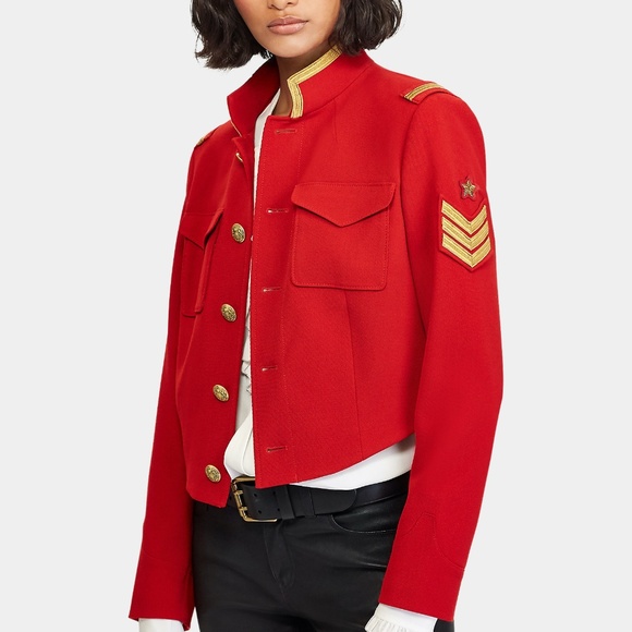 Reduced! RALPH LAUREN Cropped Military Jacket, Madison Red, Sz 14 w/ Gift Box! - Picture 9 of 13